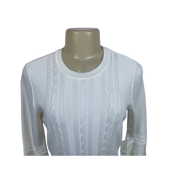 Eliza J Women’s White Ivory Knit Bell Sleeves Dress Sz M - NWT - Picture 5 of 8
